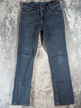 Wrangler Q-Baby No Gap Waistband Jeans Womens 7/8 x 34 Dark Wash Stretch Denim